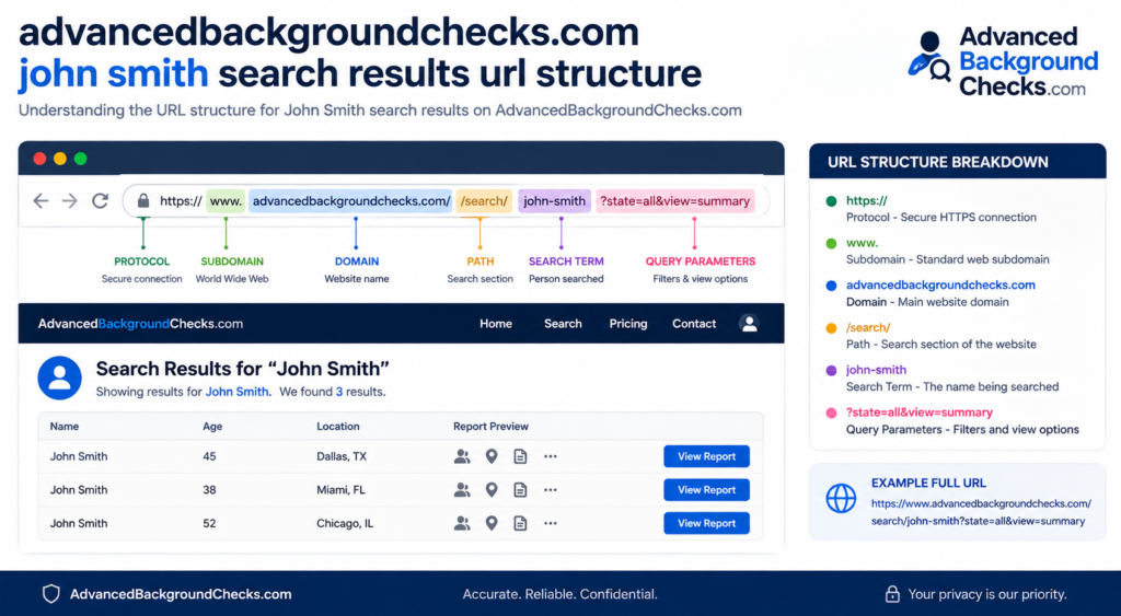 AdvancedBackgroundChecks.com John Smith Search Results URL Structure