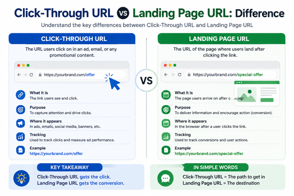 Click-Through URL vs Landing Page URL Difference