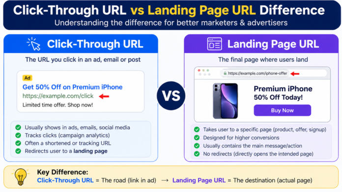 Click-Through URL vs Landing Page URL Difference