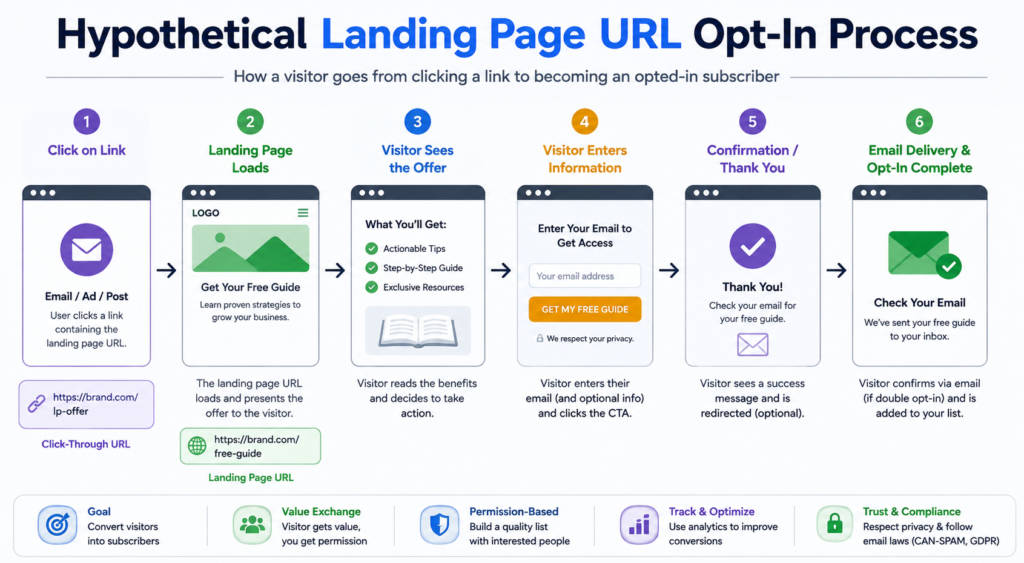 Hypothetical Landing Page URL Opt-In Process